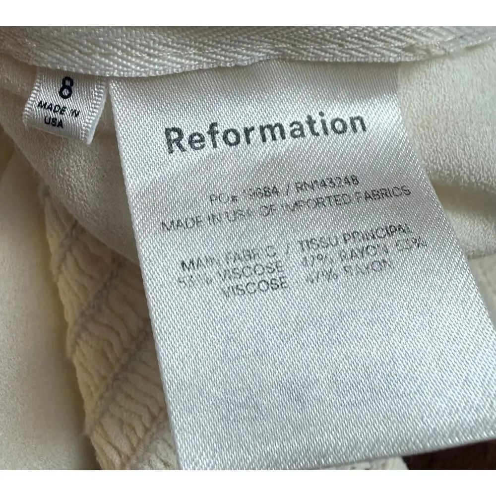 Reformation Buco Ivory Sweetheart Puff Sleeve Button Front Top Size 8 Romantic